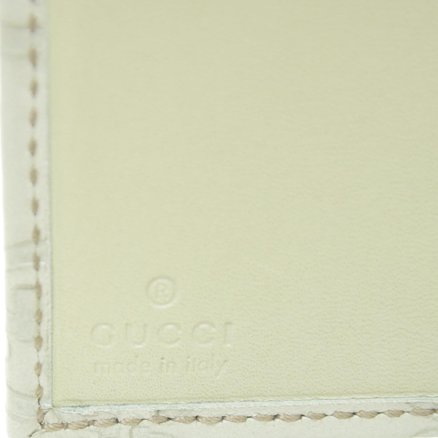 Gucci Guccissima Margaux Calfskin Metal Bar French Flap Wallet Mystic White 7 of 9