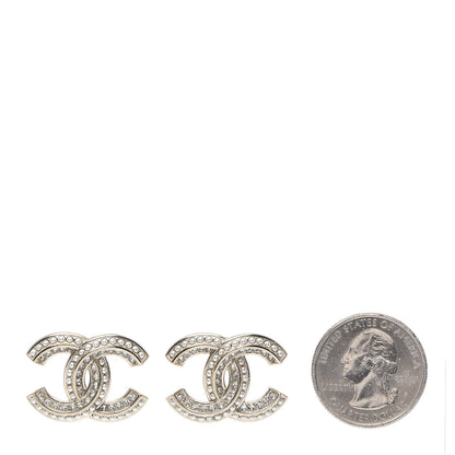 Chanel Crystal Pearl Chain Mania CC Earrings Gold 2 of 4