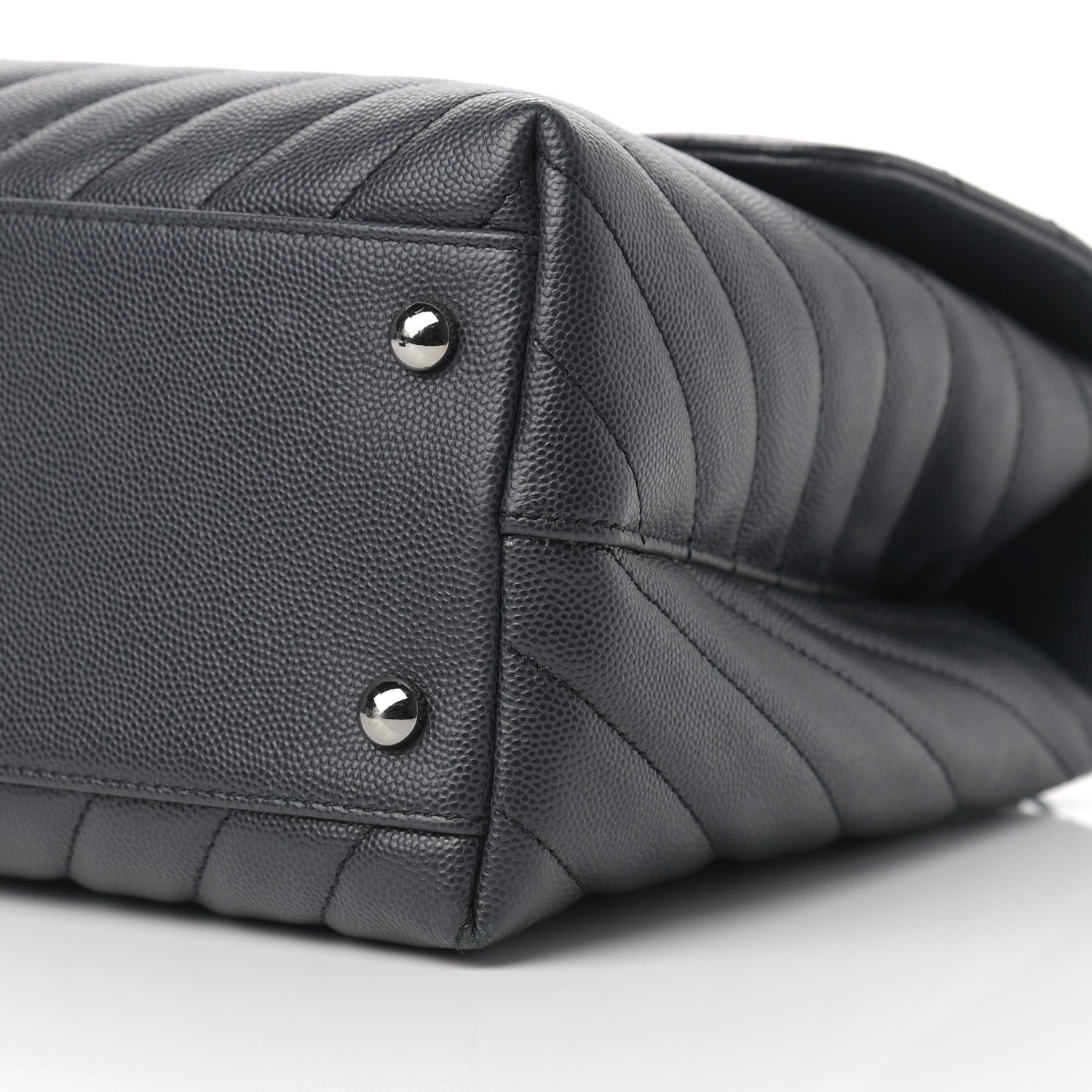 Chanel Caviar Chevron Quilted Medium Coco Handle Flap Dark Grey 9 of 15