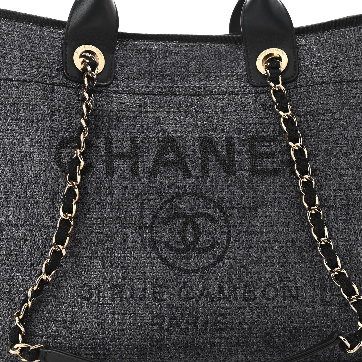 Lurex Boucle Medium Deauville Tote Black