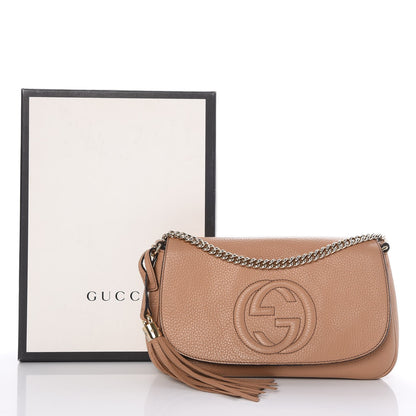 Gucci Pebbled Calfskin Medium Soho Flap Crossbody Camelia 11 of 11