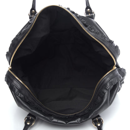 Gucci Calfskin Ruffle Medium Sabrina Boston Tote Black 5 of 11
