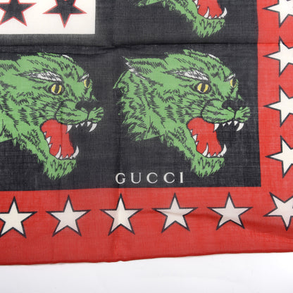 Gucci Cotton Square Scarf Red Green 2 of 3