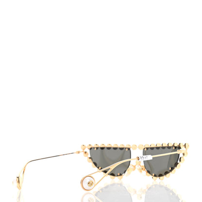 Gucci Metal Pearl Cat Eye Sunglasses GG0364S Gold 4 of 8