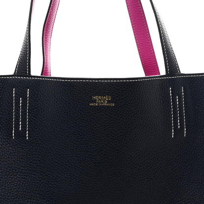 Hermes Taurillon Clemence Double Sens 36 Reversible Tote Bleu Nuit Magnolia 21 of 35
