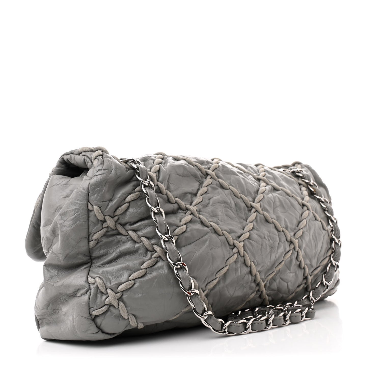 Calfskin Ultra Stitch Oversized Flap Grey