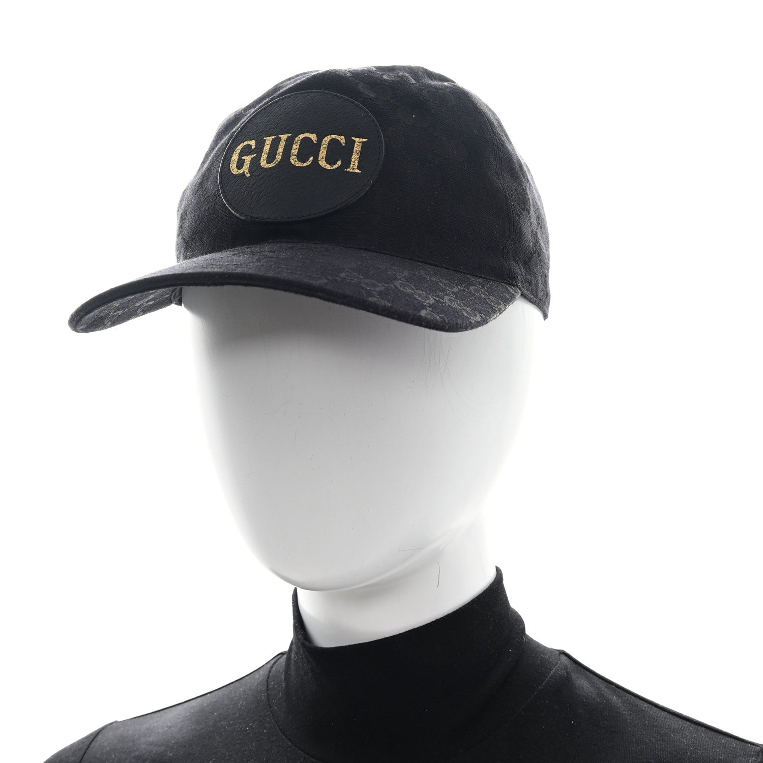 Gucci Monogram Textured Dollar Calfskin Zeno Baseball Hat XL Black 2 of 10