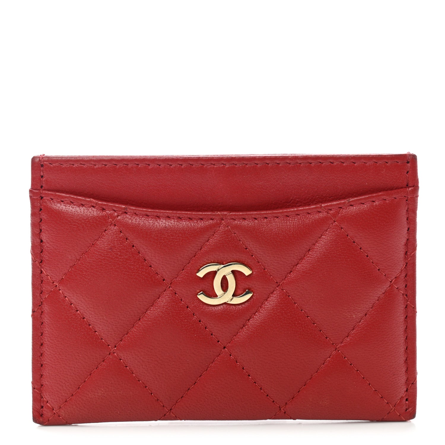 Chanel Lambskin Quilted Card Holder Red 1 of 8