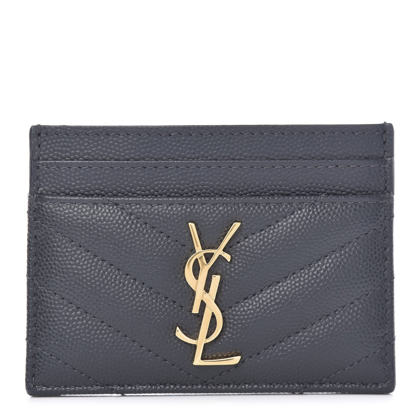 Grain De Poudre Matelasse Chevron Monogram Credit Card Case Algae