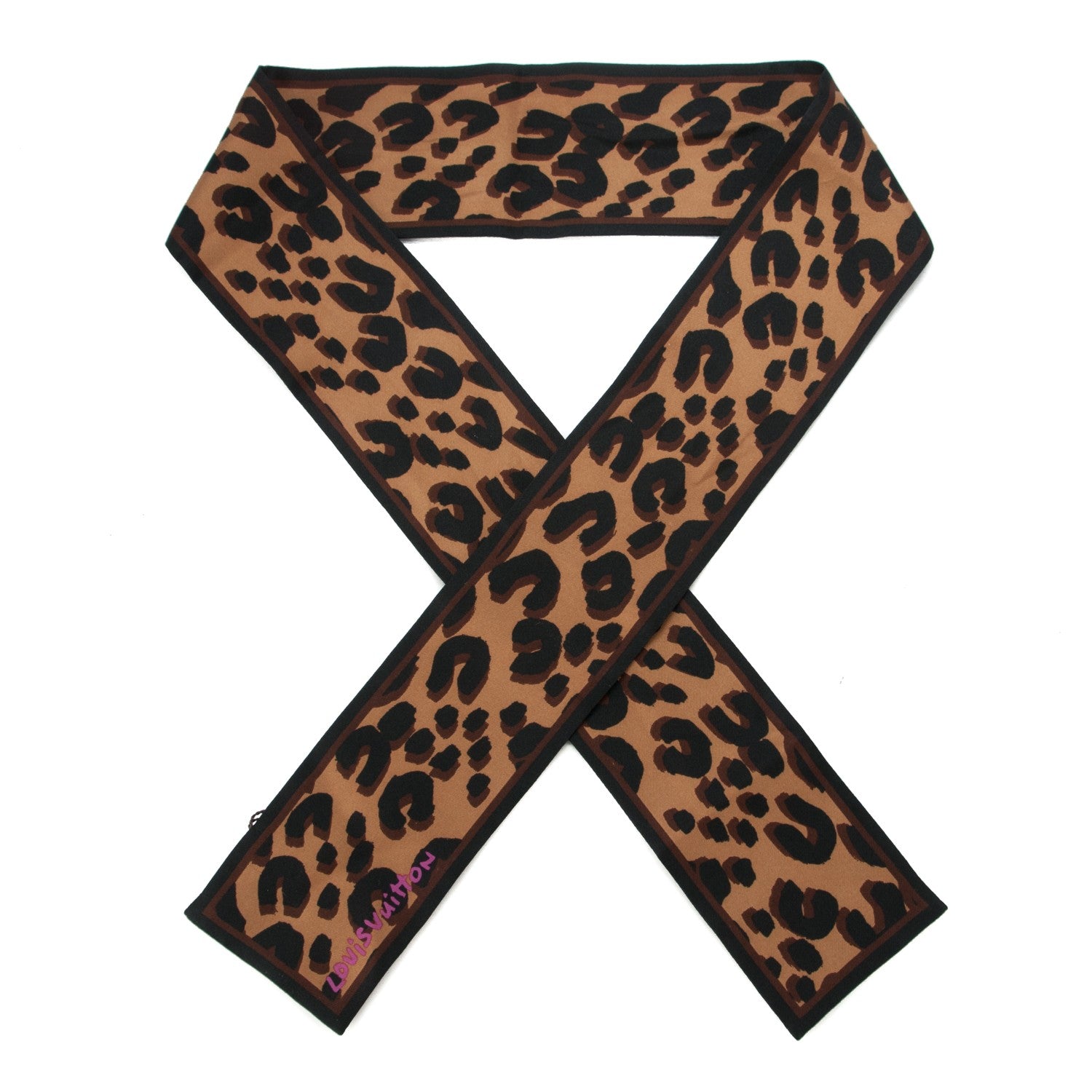 Louis Vuitton Silk Leopard Bandeau Scarf Marron 1 of 5