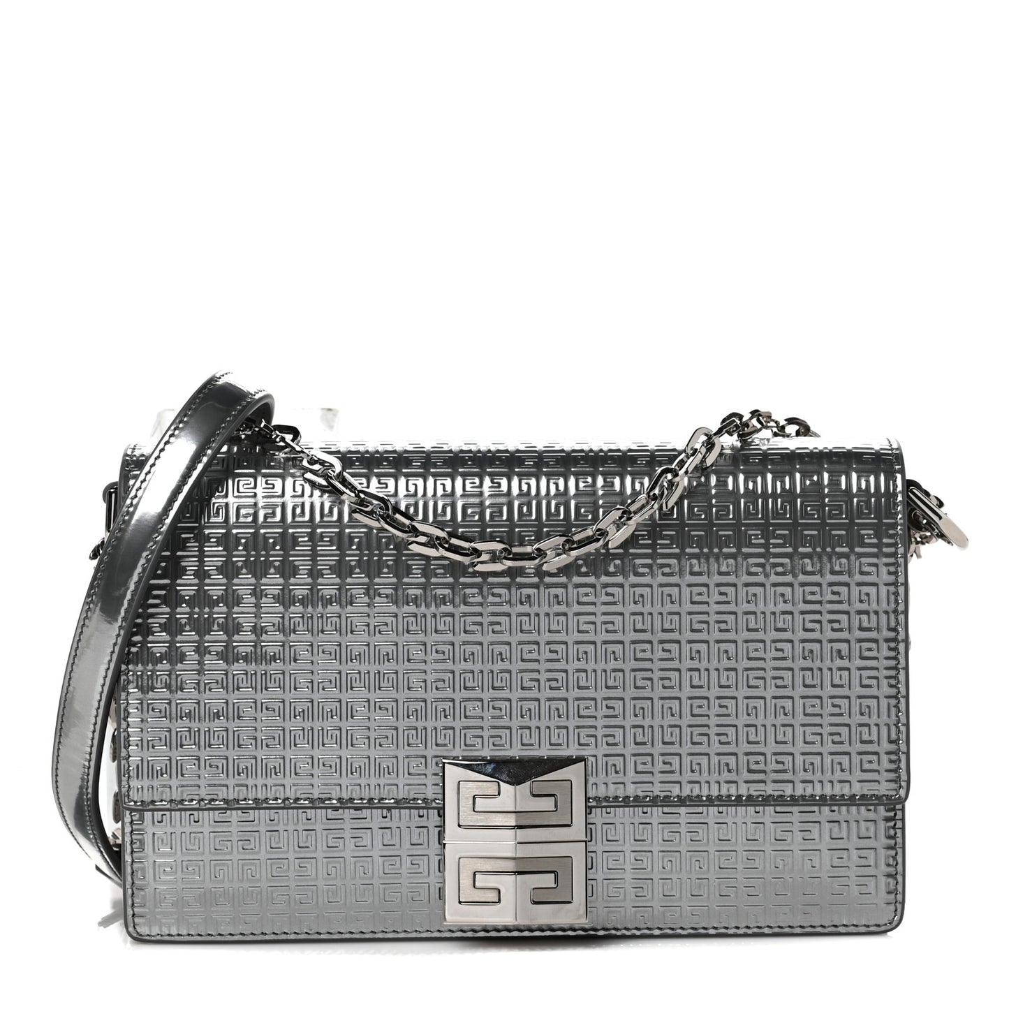 Metallic Calfskin 4G Embossed Small 4G Crossbody Silver