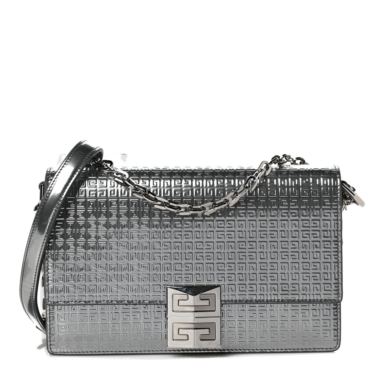 Givenchy Metallic Calfskin 4G Embossed Small 4G Crossbody Silver 1 of 7