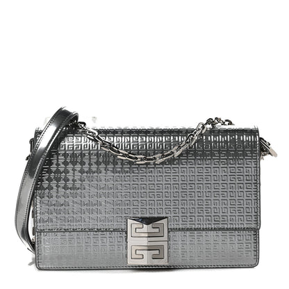 Givenchy Metallic Calfskin 4G Embossed Small 4G Crossbody Silver 1 of 7