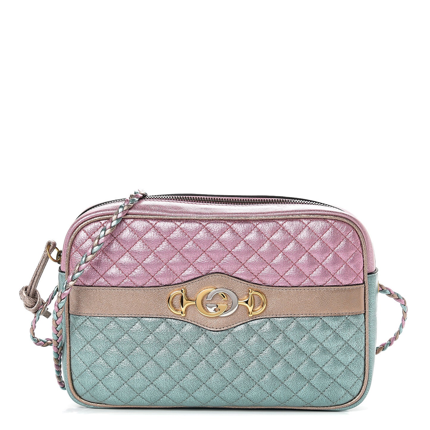 Laminated Nappa Trapuntata Small Zumi Shoulder Bag Rosa Lago Rame