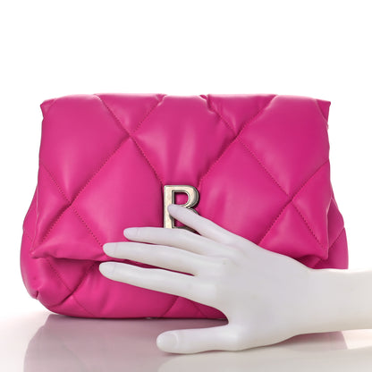 Balenciaga Nappa Calfskin Quilted Touch B Puffy Clutch Fuchsia 2 of 14