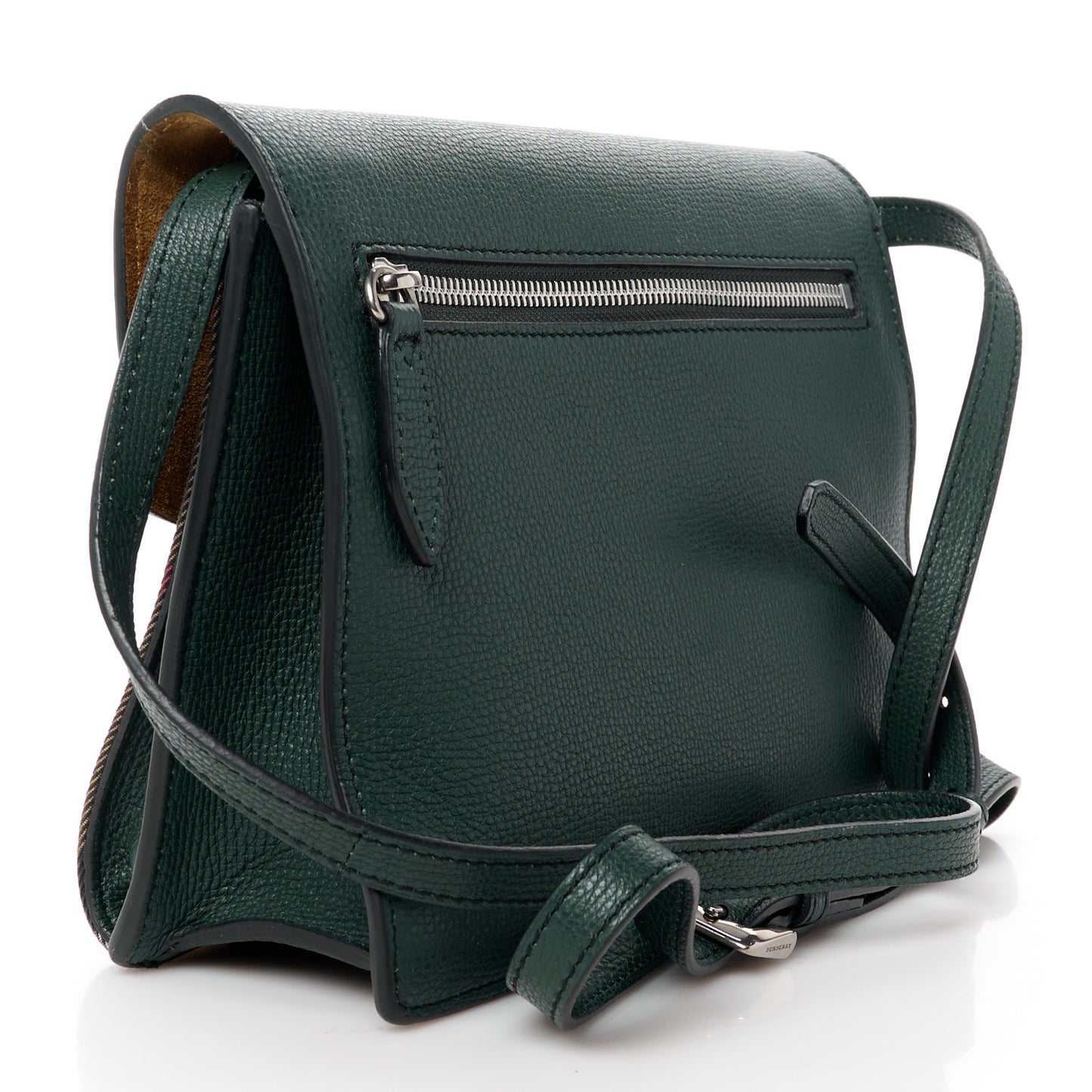 Derby Calfskin House Check Small Macken Crossbody Bag Dark Bottle Green