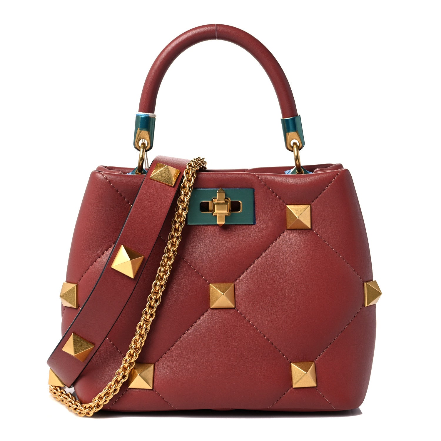 Valentino Garavani Nappa Small Roman Stud The Handle Bag Gingerbread 1 of 8