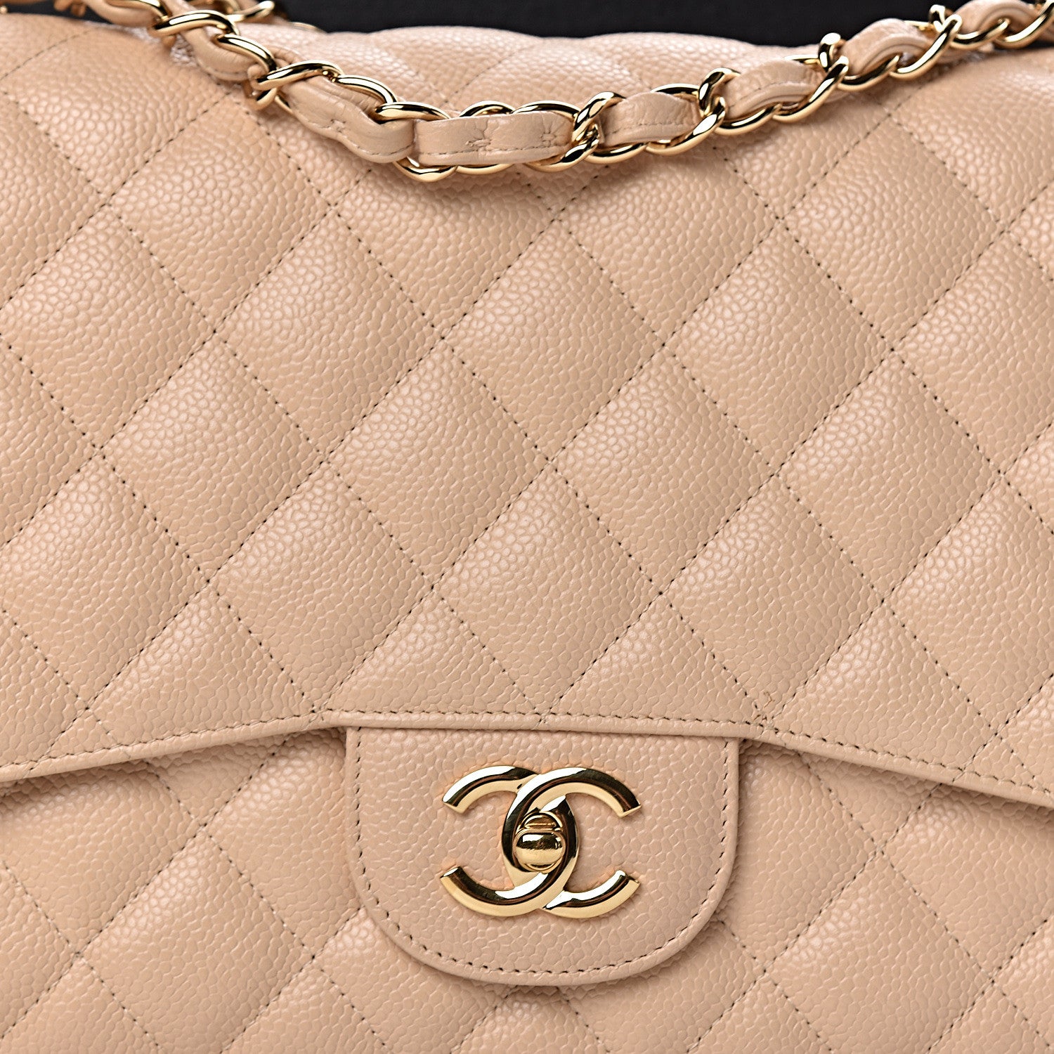 Chanel Caviar Quilted Jumbo Single Flap Beige Clair 8 of 12