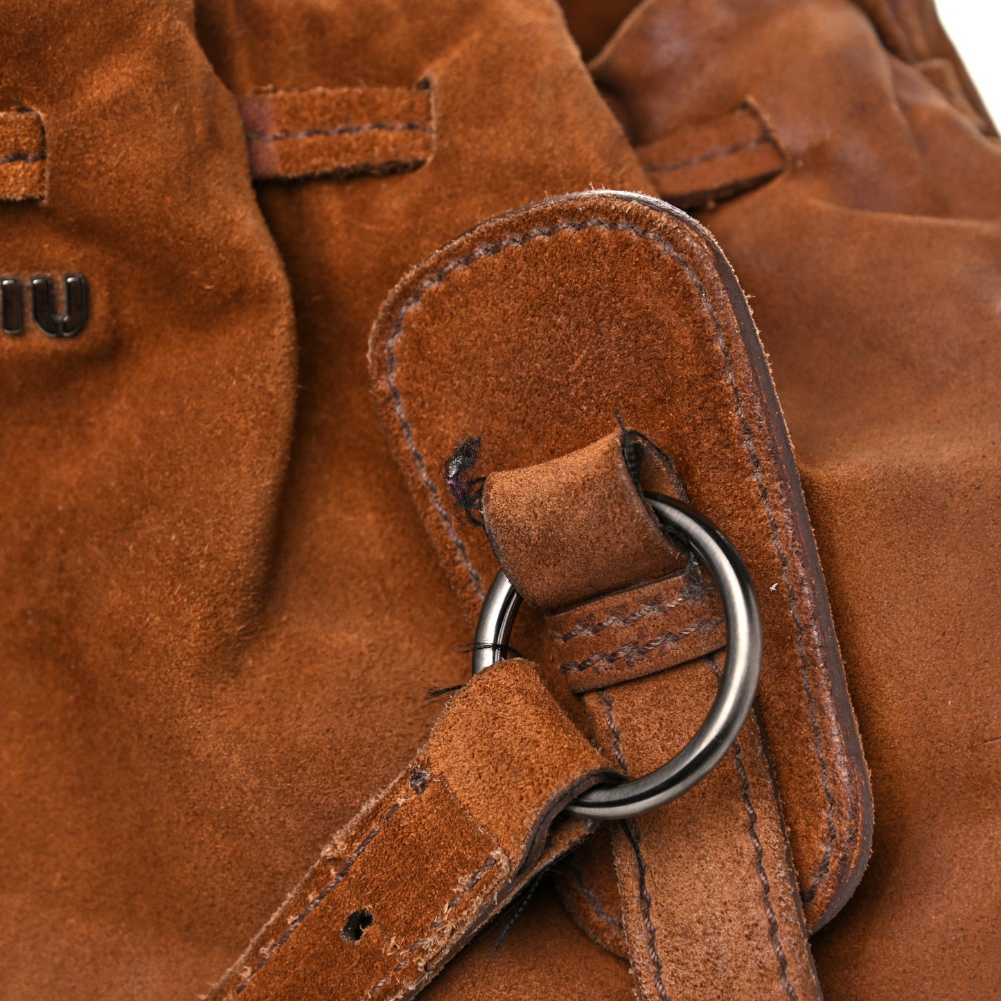 Suede Drawstring Tote Brown