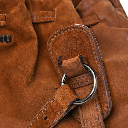 Miu Miu Suede Drawstring Tote Brown 14 of 23