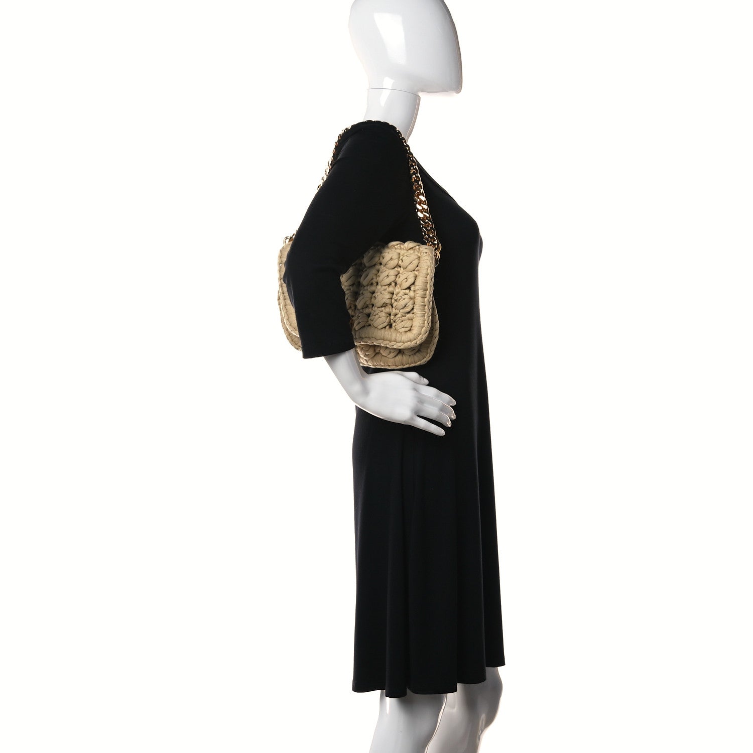 Bottega Veneta Jersey Crochet Shoulder Bag Sand 2 of 8