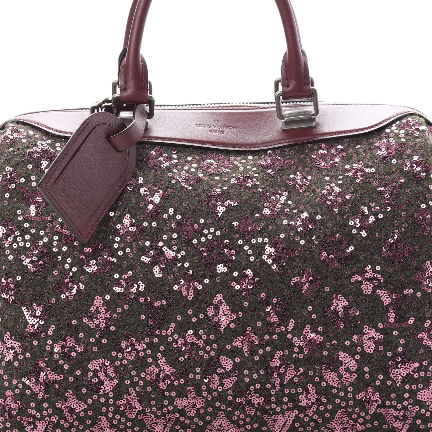 Sequin Monogram Sunshine Express Speedy Burgundy