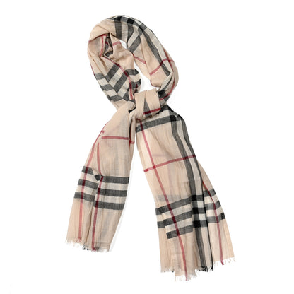 Burberry Wool Silk Gauze Giant Check Scarf Trench 1 of 3
