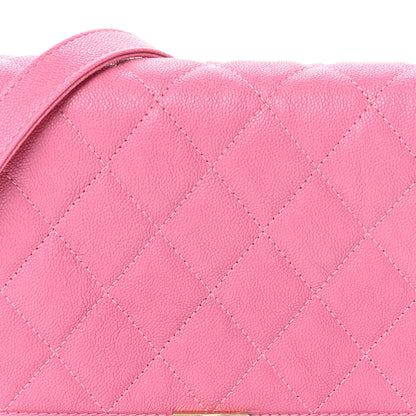 Chanel Caviar Quilted Boy Wallet On Chain WOC Pink 9 of 11