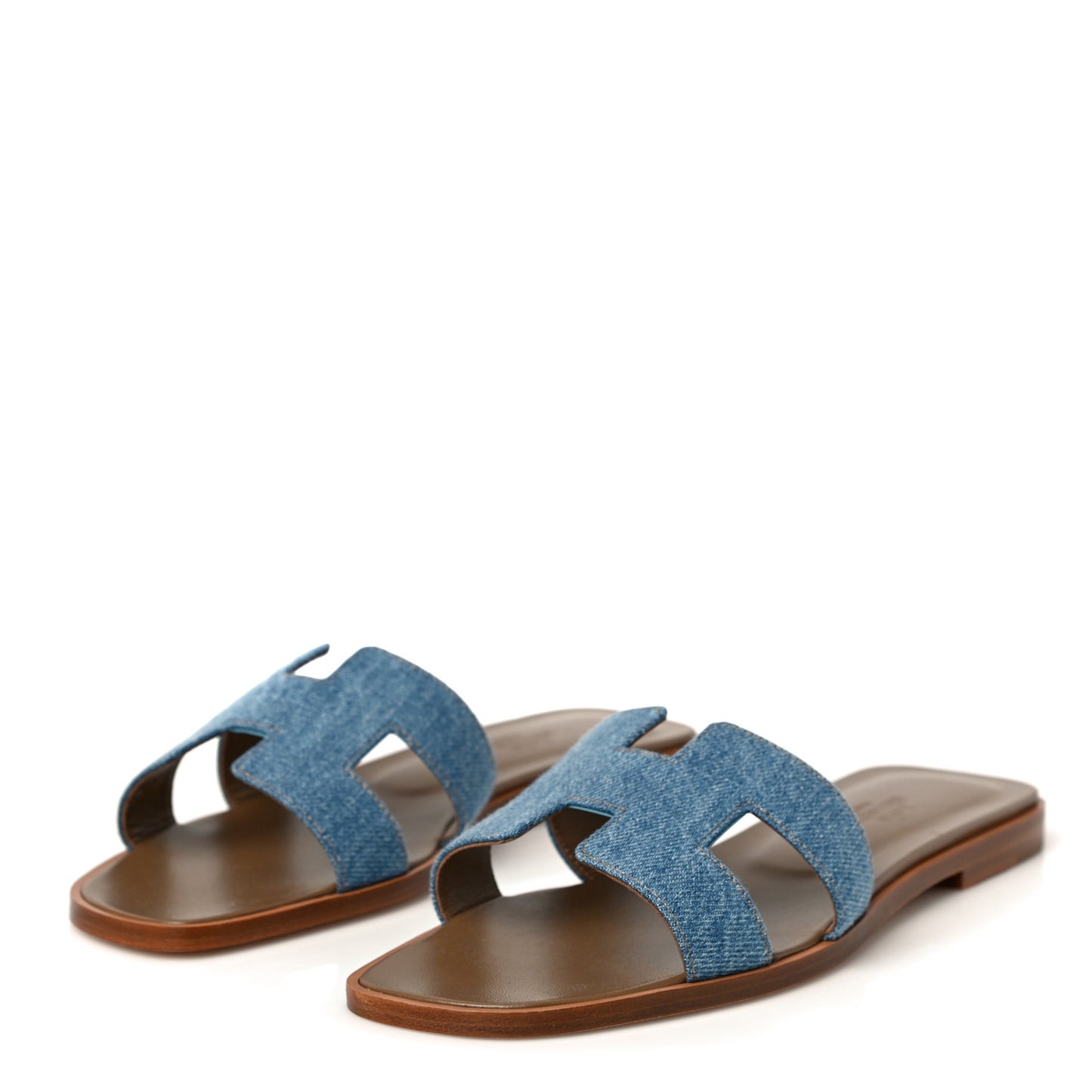Denim Canvas Oran Sandals 37.5 Bleu Clair