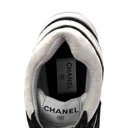 Chanel Suede Calfskin Printed CC Sneakers 43 White Black 6 of 8