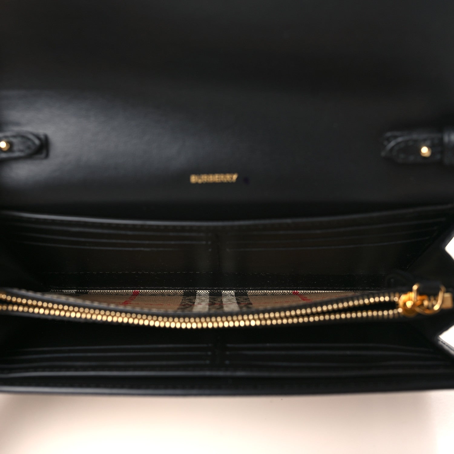 Burberry Calfskin Vintage Check Hannah Wallet with Detachable Strap Black 5 of 8