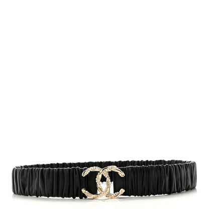 Chanel Calfskin Strass Ruched Rope CC Belt 80 32 Black 4 of 6