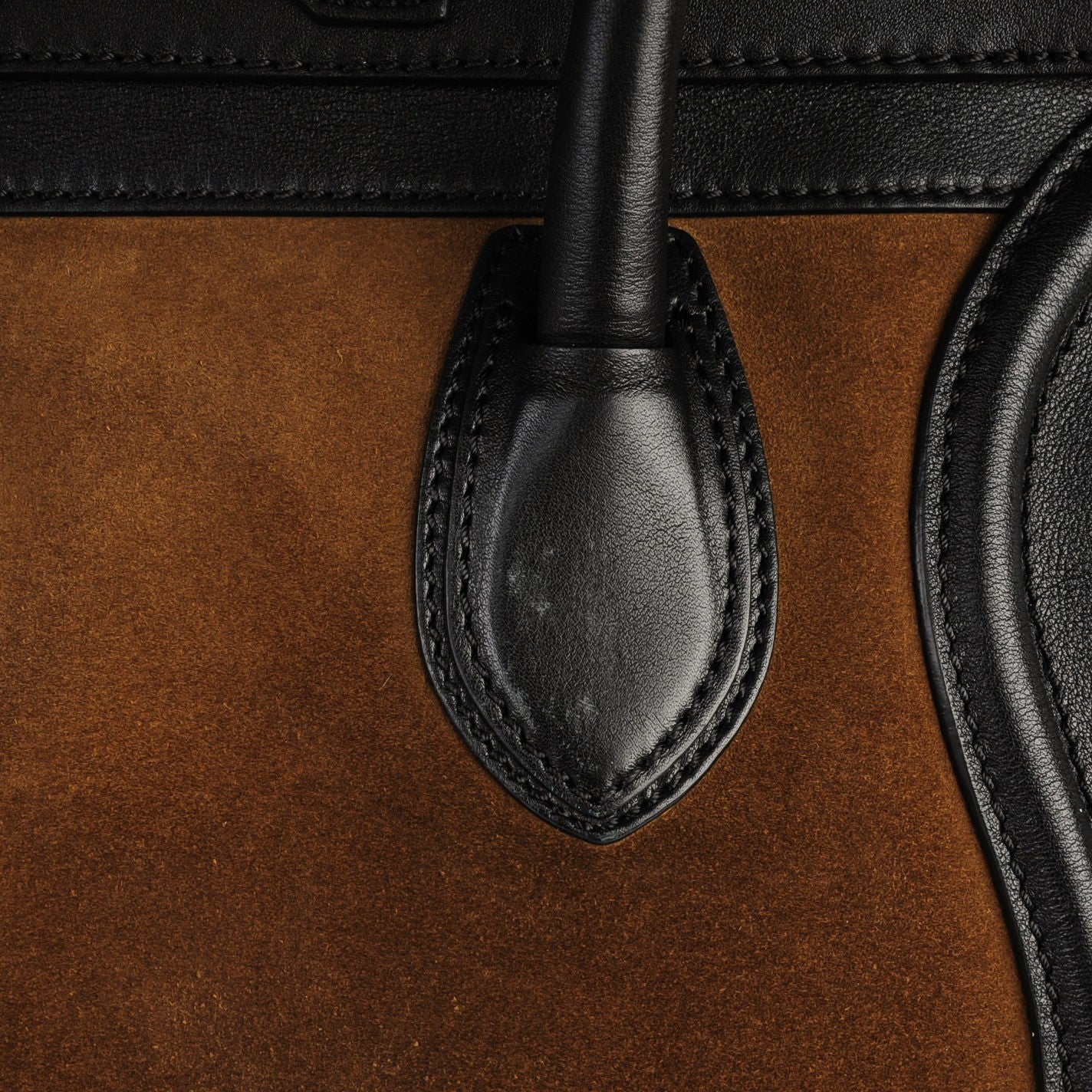 Smooth Calfskin Suede Mini Bi-Color Luggage Black Olive