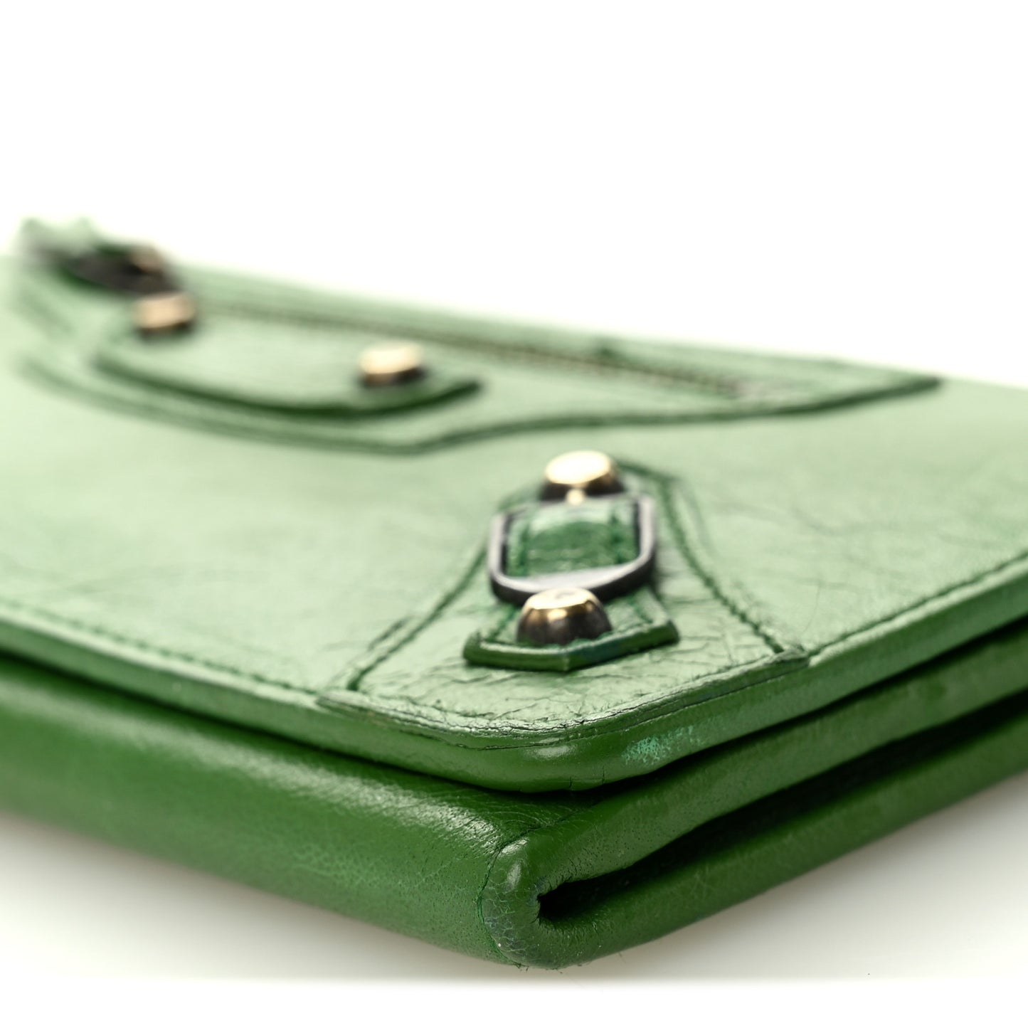 Agneau Classic Hardware Money Wallet Vert Poker