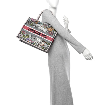 Christian Dior Canvas Embroidered Medium Zodiac Book Tote Latte Multicolor 2 of 14