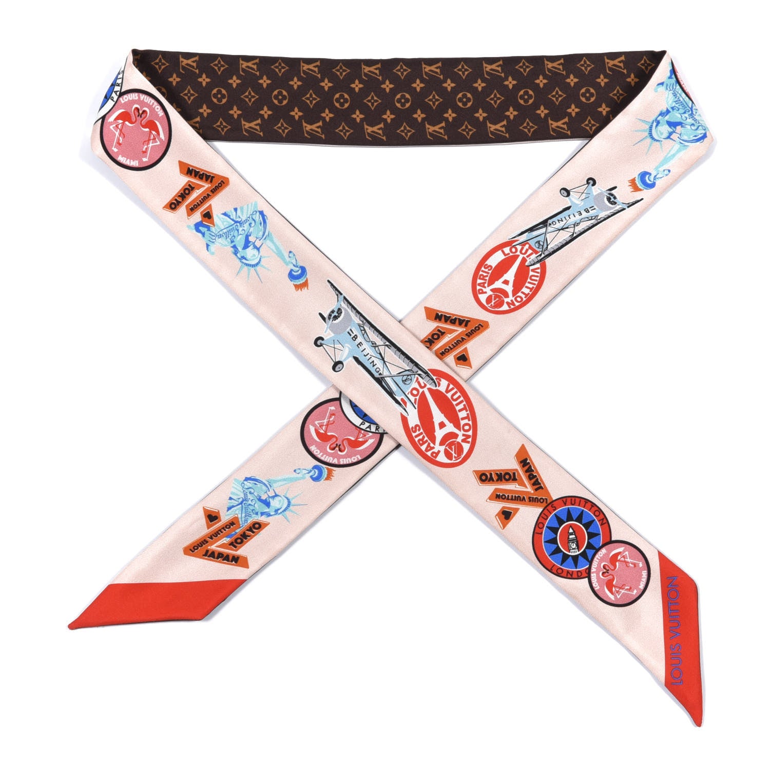 Louis Vuitton Silk Monogram World Tour Stickers BB Bandeau Nude 1 of 3