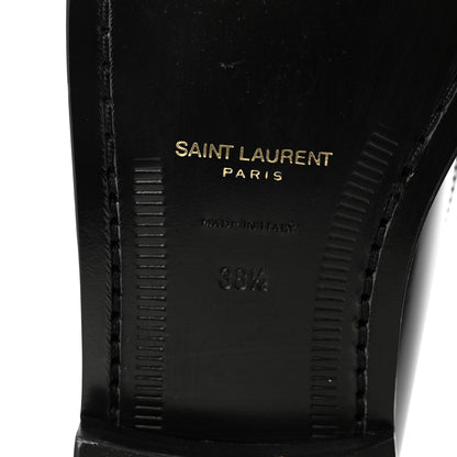 Saint Laurent Glazed Calfskin Le Loafer 15 Penny Slippers 38.5 Black 15 of 20