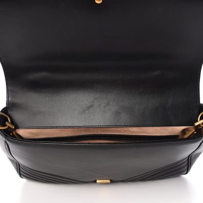 Gucci Calfskin Matelasse Medium GG Marmont Top Handle Shoulder Bag Black 8 of 13