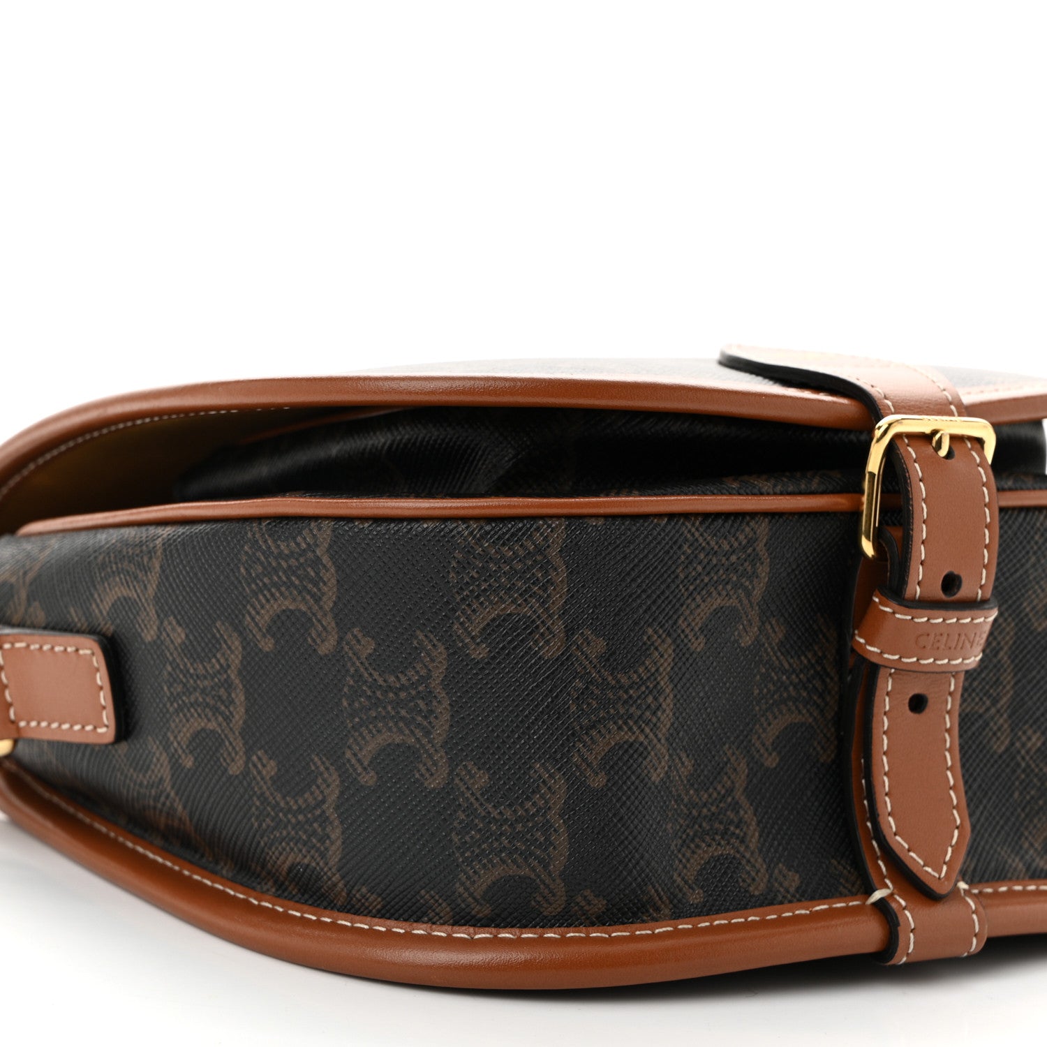 Celine Triomphe Canvas Medium Folco Bag Tan 8 of 9
