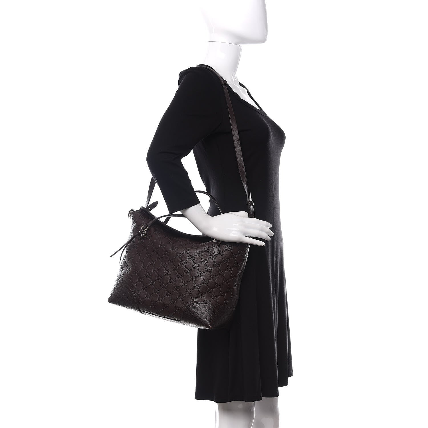 Gucci Guccissima Medium Bree Foldover Tote Chocolate 2 of 12