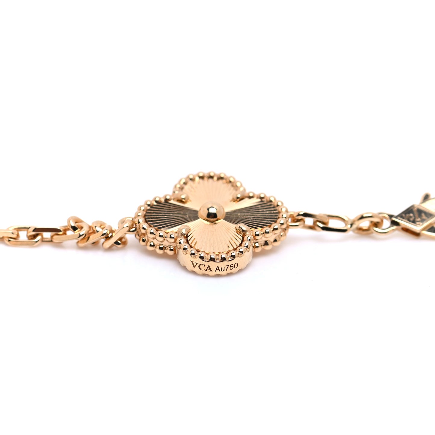 18K Yellow Gold 10 Motifs Guilloche Vintage Alhambra Necklace