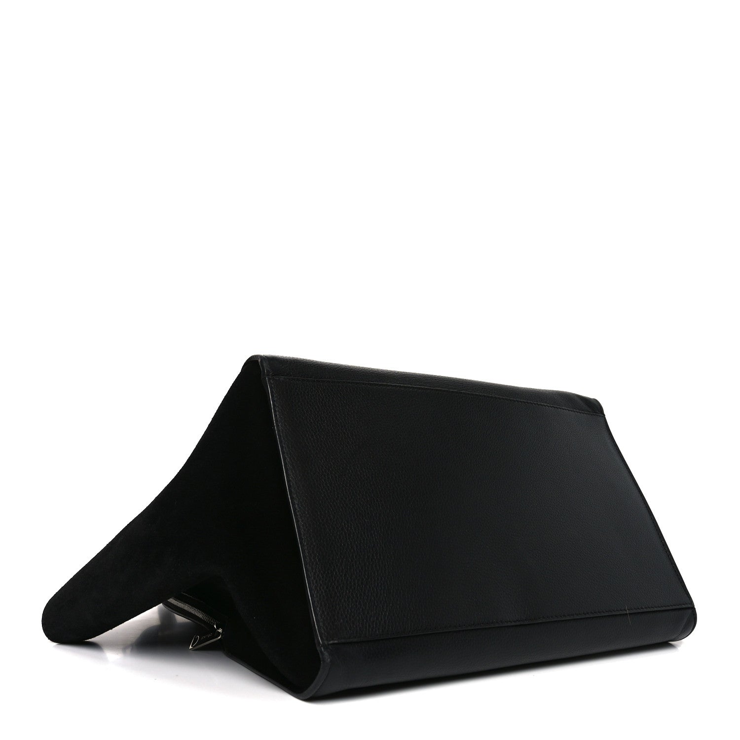 Celine Drummed Calfskin Suede Double Zip Trapeze Black 1863965