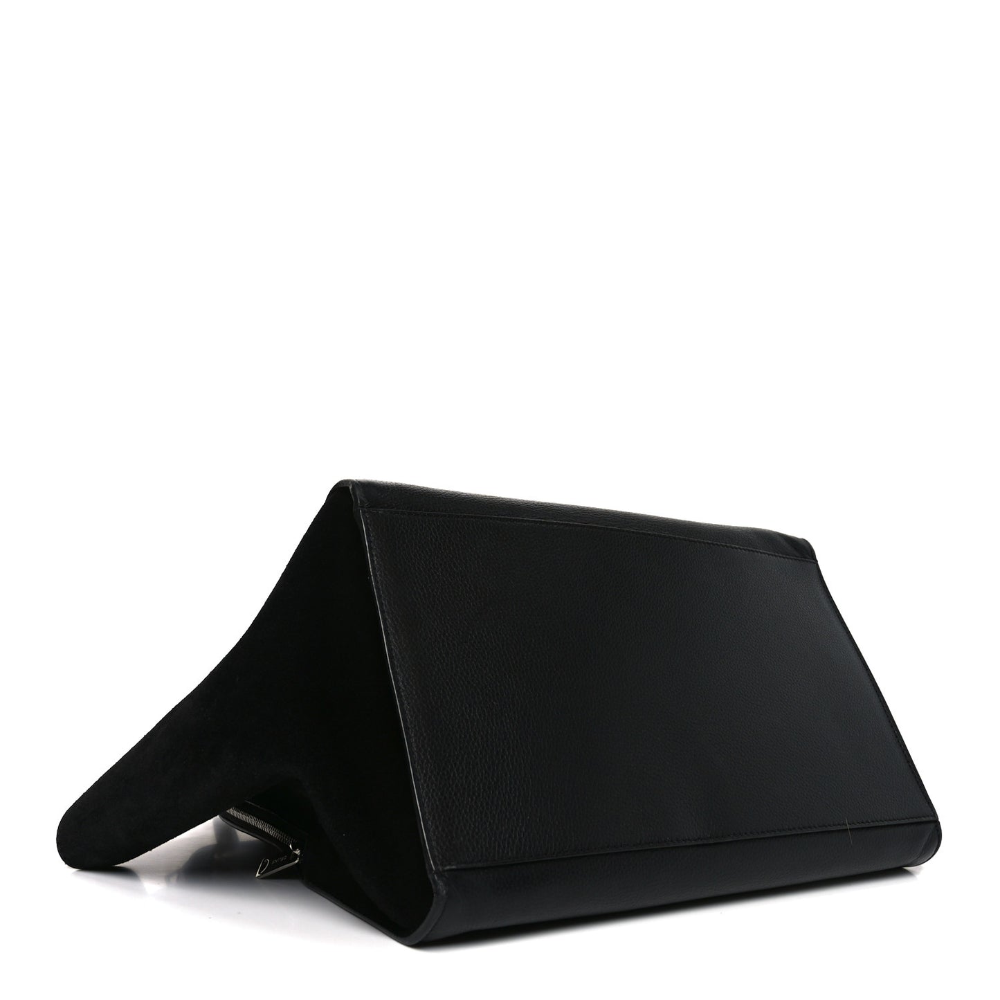 Drummed Calfskin Suede Double Zip Trapeze Black