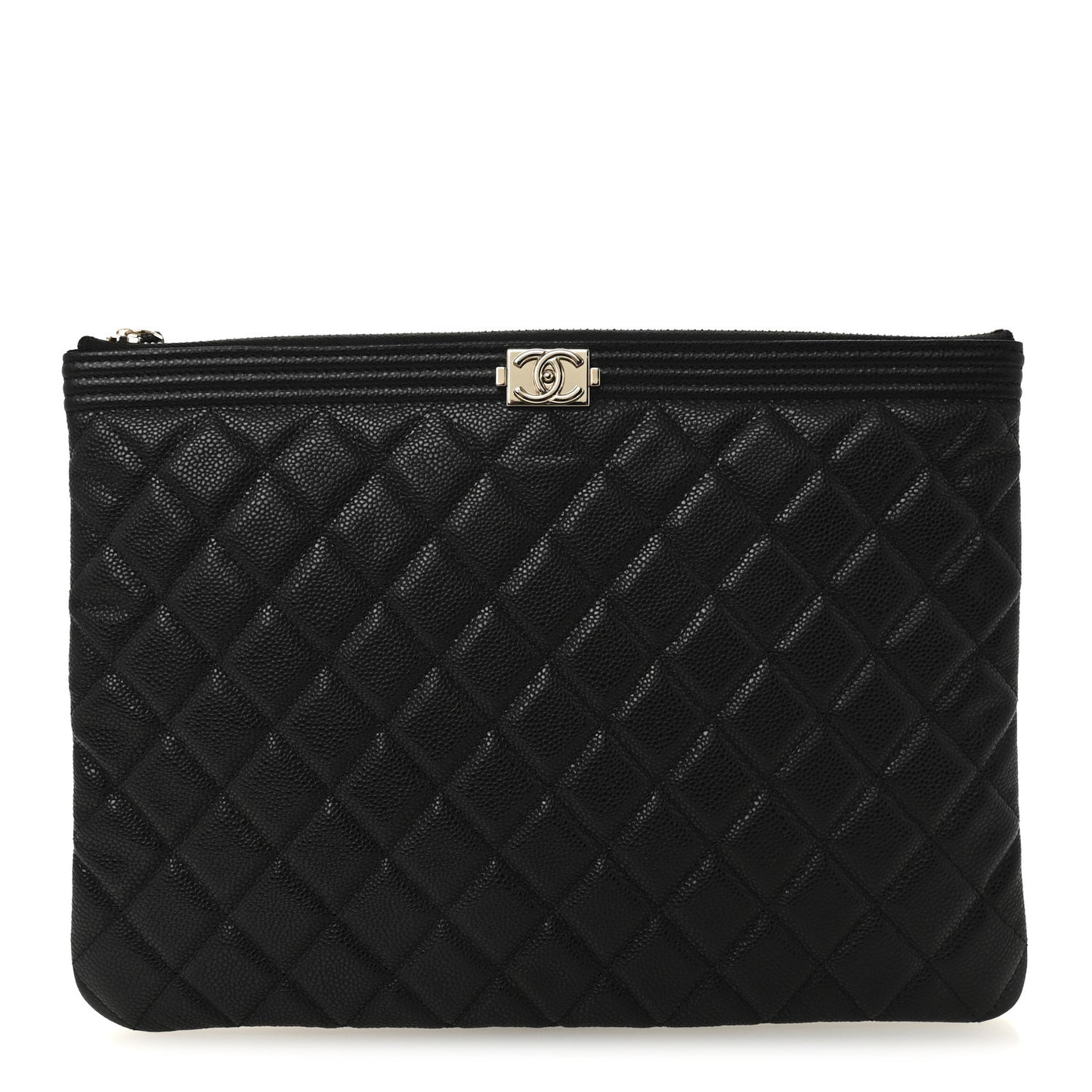 Caviar Quilted Medium Boy Cosmetic Case Black
