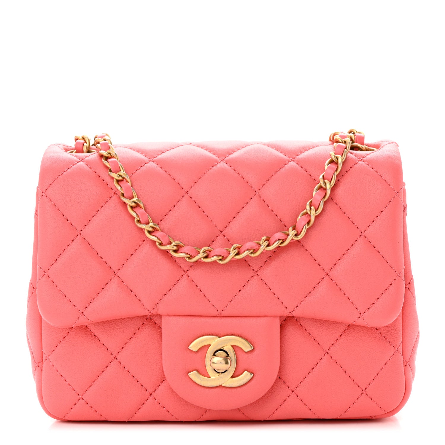 Chanel Lambskin Quilted Mini Pearl Crush Flap Coral 1 of 10