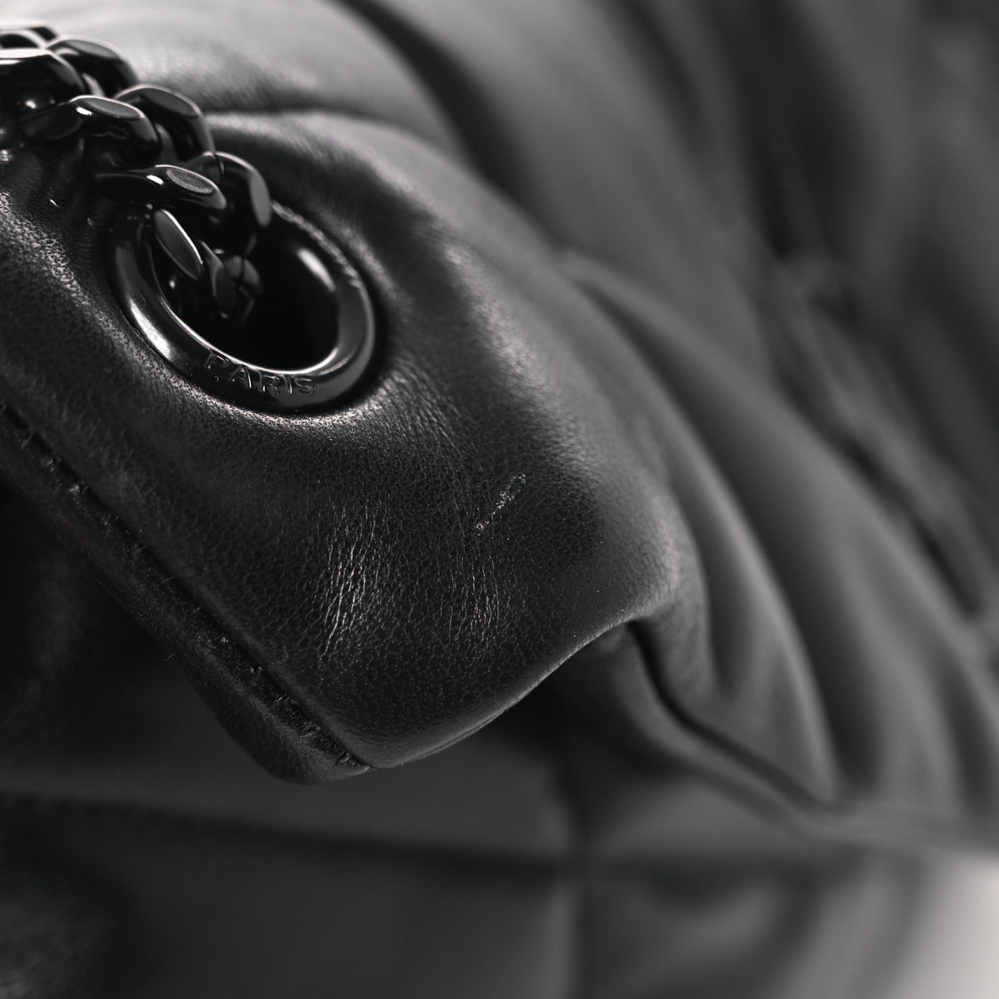 Lambskin Quilted Toy Loulou Puffer Monogram Monochrome Chain Satchel Black