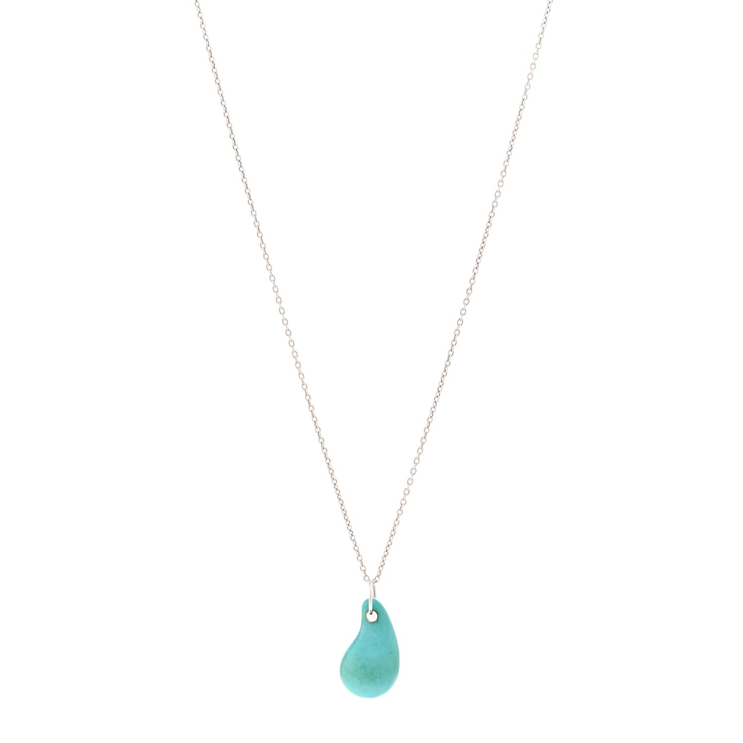 Sterling Silver Turquoise Elsa Peretti Teardrop Pendant Necklace