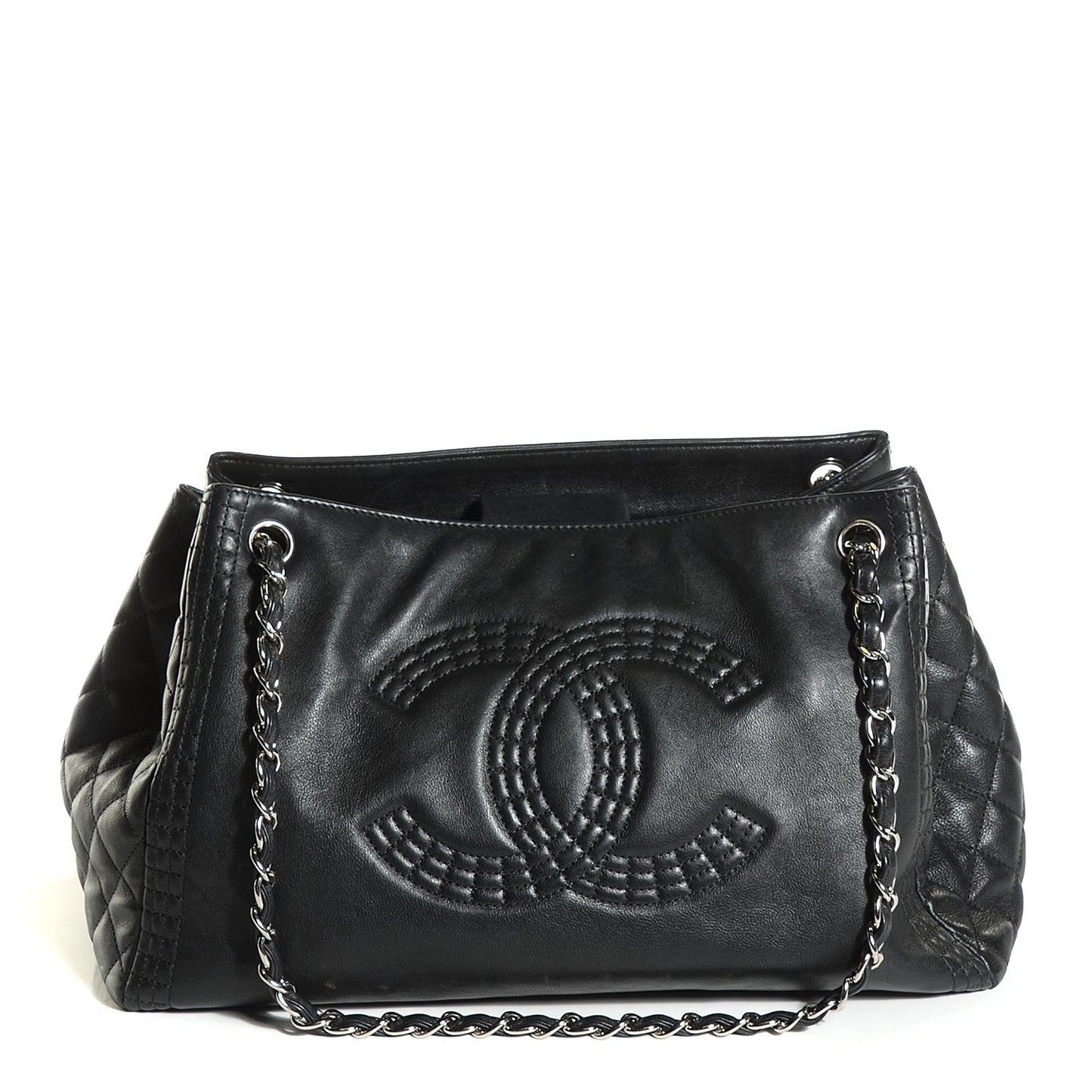 Calfskin Coco Bengal Open Accordion Tote Black