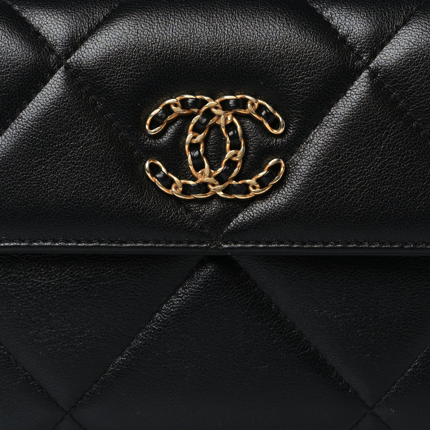 Chanel Lambskin Quilted Chanel 19 Flap Clutch Black 9 of 12