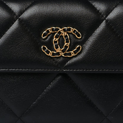 Chanel Lambskin Quilted Chanel 19 Flap Clutch Black 9 of 12